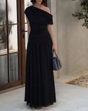One-Shoulder Ruched Maxi Dress