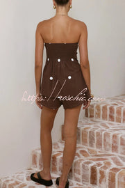 Polka Dot Off-Shoulder Top & Elastic Waist Shorts Set