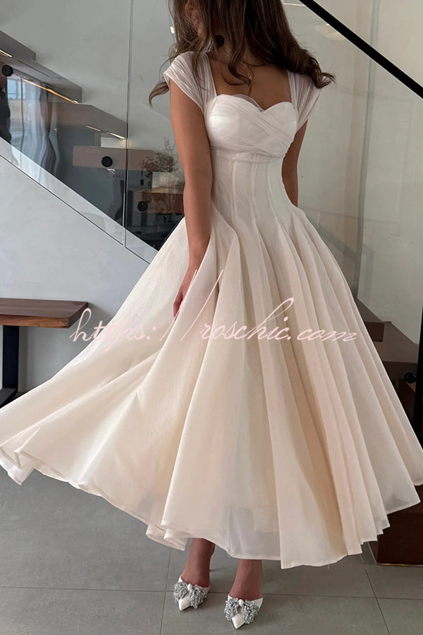 Sleeveless Square-Neck Tulle Maxi Dress for Parties