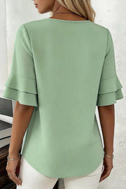 Loose Fit Solid Color Short Sleeve Casual Top