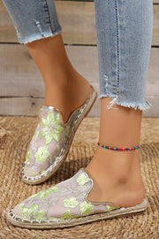 Linen Woven Flat Slippers – Round Toe Casual Slide