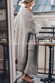 Chunky Knit Oversized Midi Cardigan with Pockets