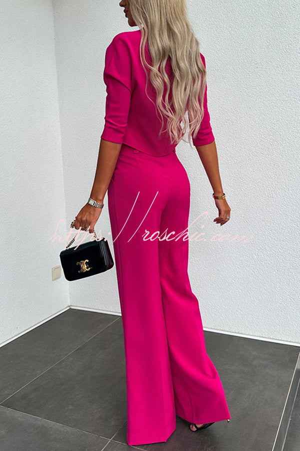 High Neck Crop Top & High-Rise Flare Pants Set