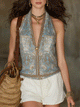 Boho Paisley Halter Neck Tank Top – Slim Fit