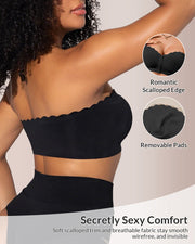 Strapless Front-Closure Bandeau Bra with Clear Straps