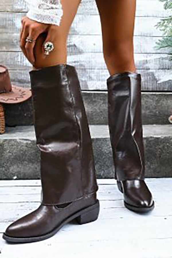 Retro Pointed-Toe Slouch Boots for Women