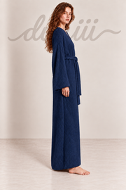 Textured Knit Full-Length Robe with Tie Belt