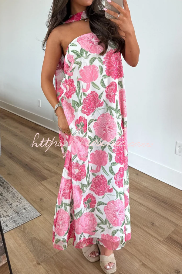 Floral Print Off-Shoulder Maxi Dress – Loose Vacation Fit