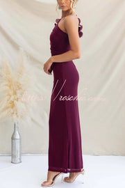 One-Shoulder Mesh Maxi Dress – Slim Fit Party Dress