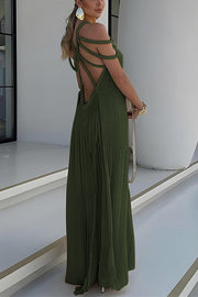 Linen Blend Draped Braid Maxi Cover-Up Dress