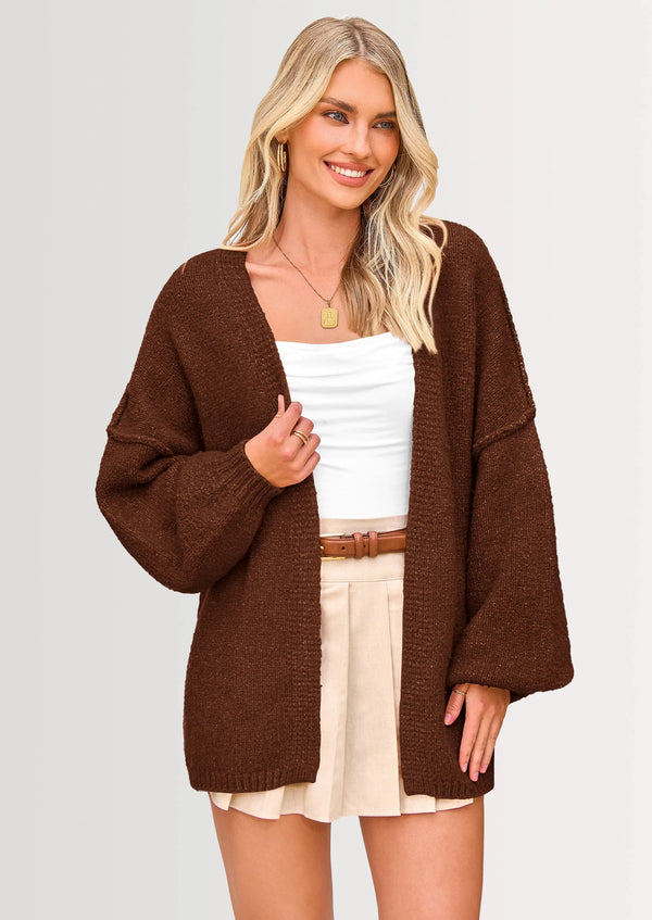 Oversized Cardigan Sweater for Women - Open Front Knit