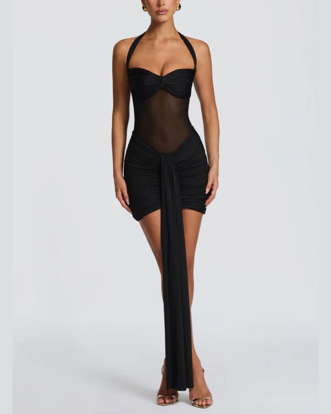 Halter Mesh Bodycon Mini Dress