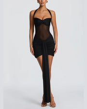 Halter Mesh Bodycon Mini Dress