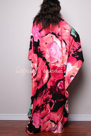 Printed Batwing Sleeve Loose Maxi Dress for Vacation