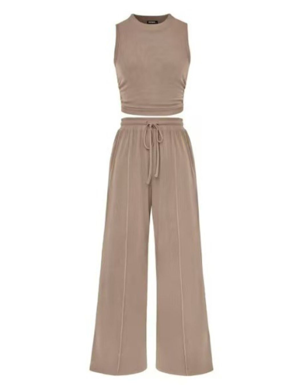 Sleeveless Knit Wide-Leg Lounge Set