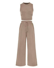 Sleeveless Knit Wide-Leg Lounge Set