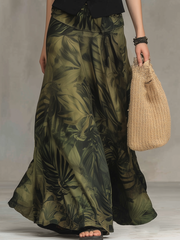 Black Tailored Vest & Printed Maxi Skirt Set