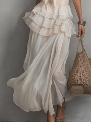 Layered Chiffon Skirt Set – Tiered Midi Two-Piece