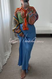 Balloon Sleeve Printed Button Shirt | Loose Vacation Blouse