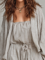 Textured Check Lounge Set – Relaxed Two-Piece Pants Set
