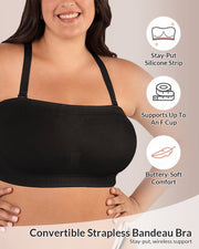 Seamless Wireless Bandeau Bra with Anti-Slip Silicone Grip