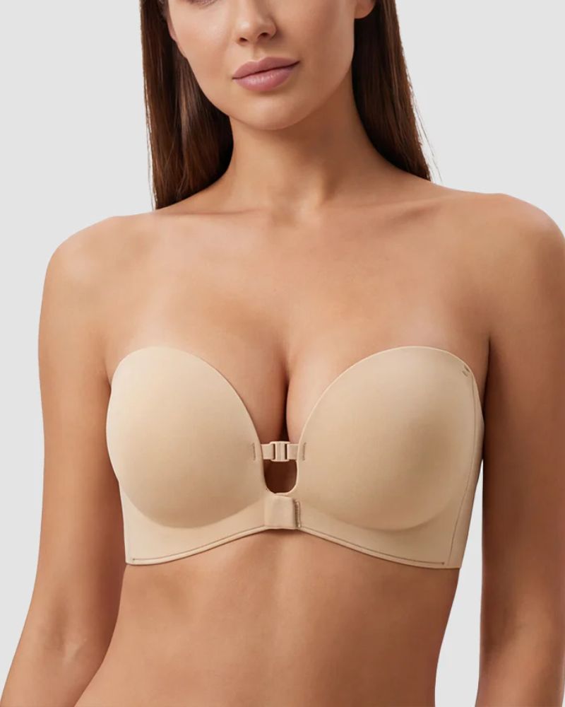 Front-Closure Strapless Push-Up Bra