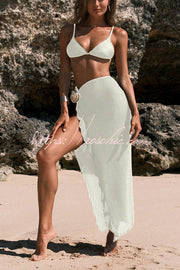 Strappy Bikini Set with Floral Maxi Cover-Up Skirt