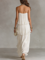 Sheer Tiered Chiffon Maxi Dress for Special Occasions
