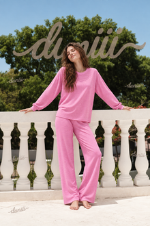 Duniii Striped Cotton Long Sleeve Lounge Set