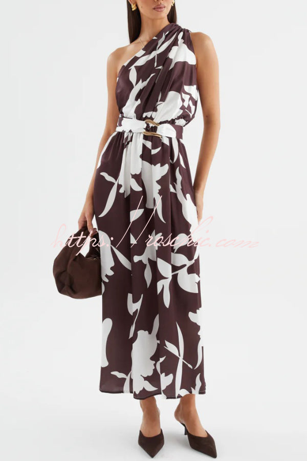 Printed One-Shoulder Maxi Dress – Vacation Casual Style