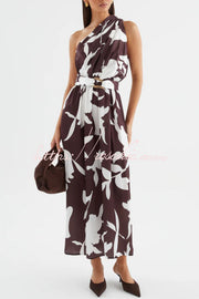Printed One-Shoulder Maxi Dress – Vacation Casual Style
