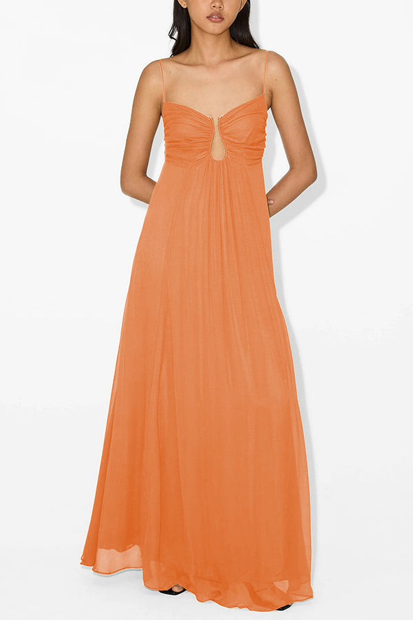 Metal Hollow Back Smocked Maxi Slip Dress – Vacation Style
