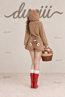 Duniii Original Teddy Bear Plush Hooded Romper