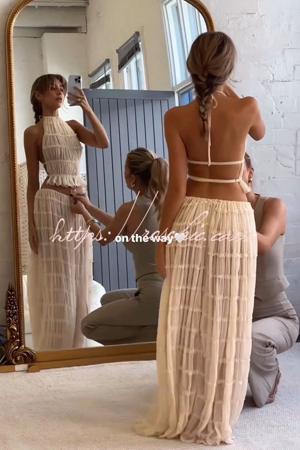 Pleated Tiered Maxi Skirt with Drawstring Waist | Vacation Wear