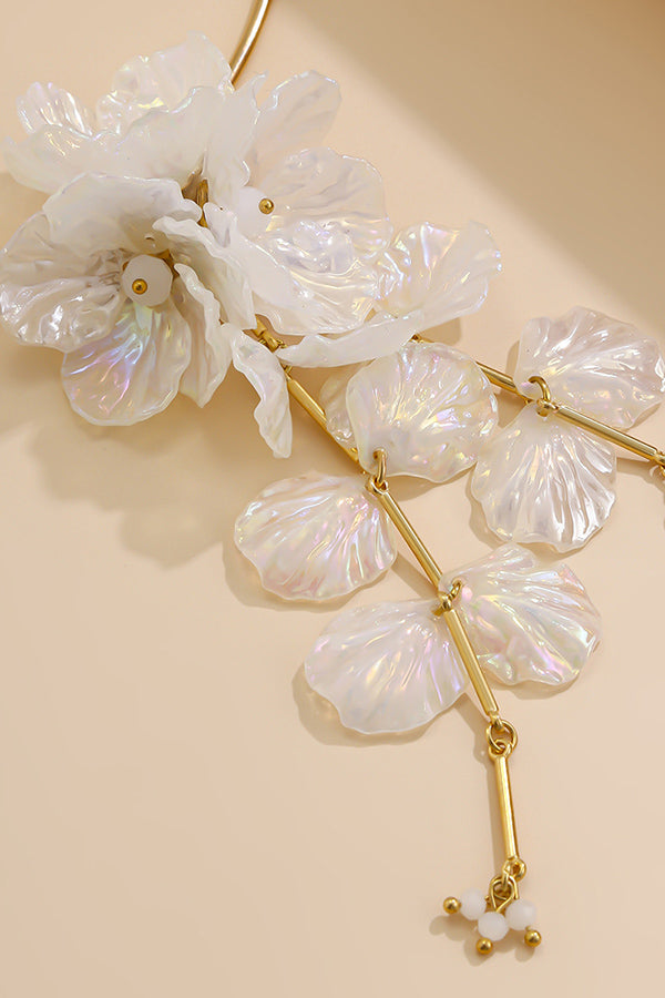Tassel Floral Pearlescent Mermaid Drop Earrings