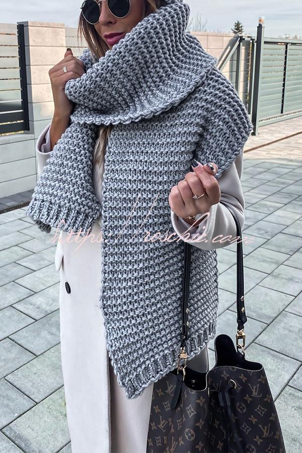 Handmade Thick Knit Wool Scarf for Women & Men