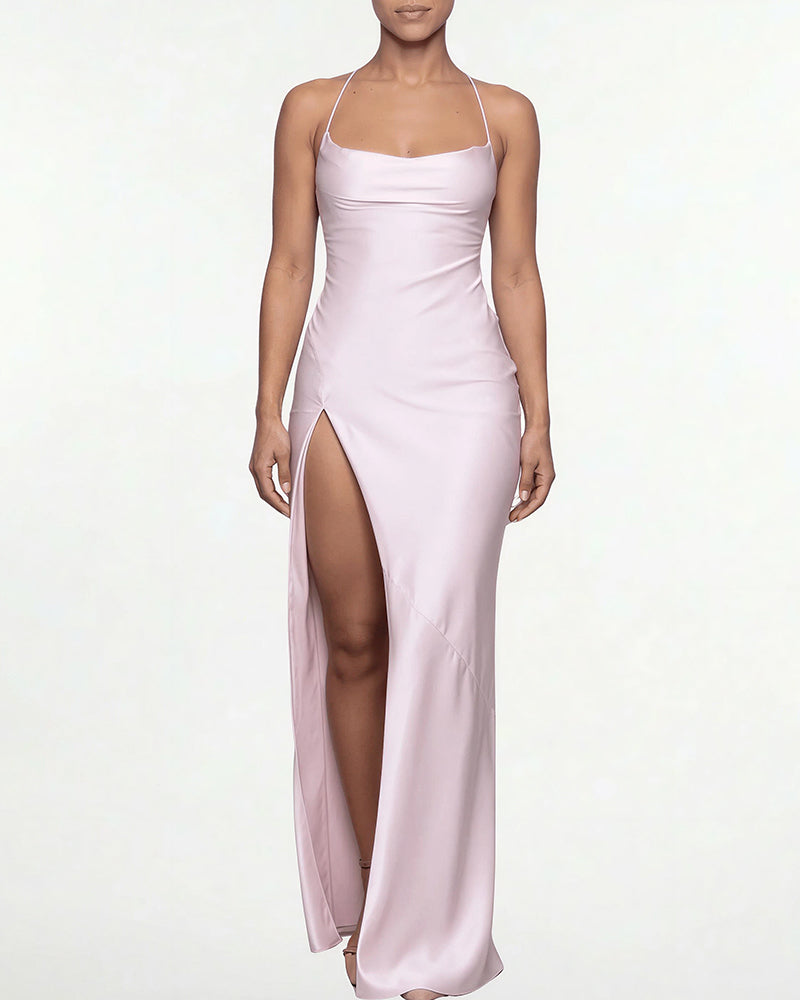 High Slit Open Back Maxi Dress