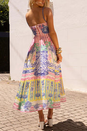 Printed Spaghetti Strap Square Neck Maxi Dress
