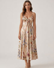 Botanical Breeze V-Neck Floral Slip Dress