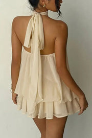 Chiffon Halter Neck Backless Mini Dress | Vacation Style