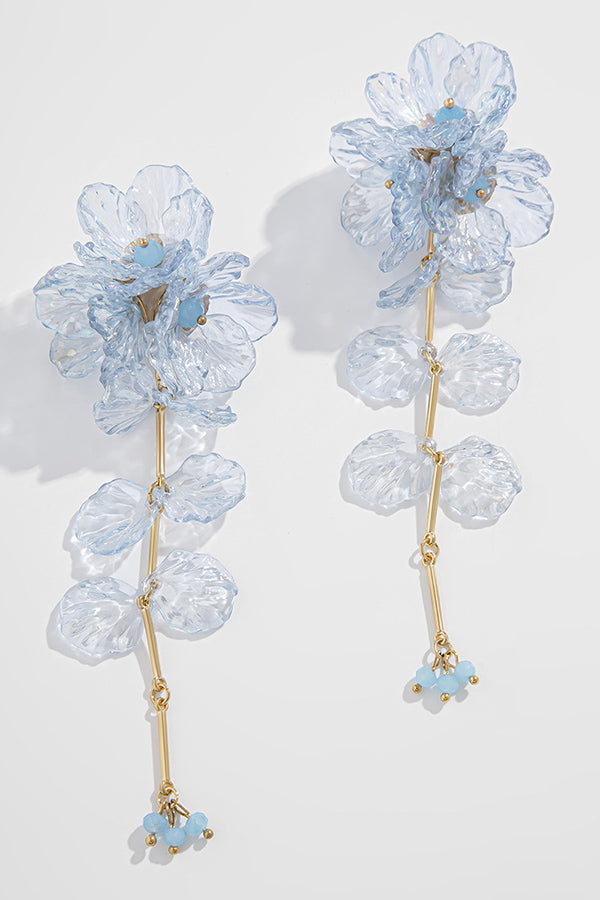 Tassel Floral Pearlescent Mermaid Drop Earrings