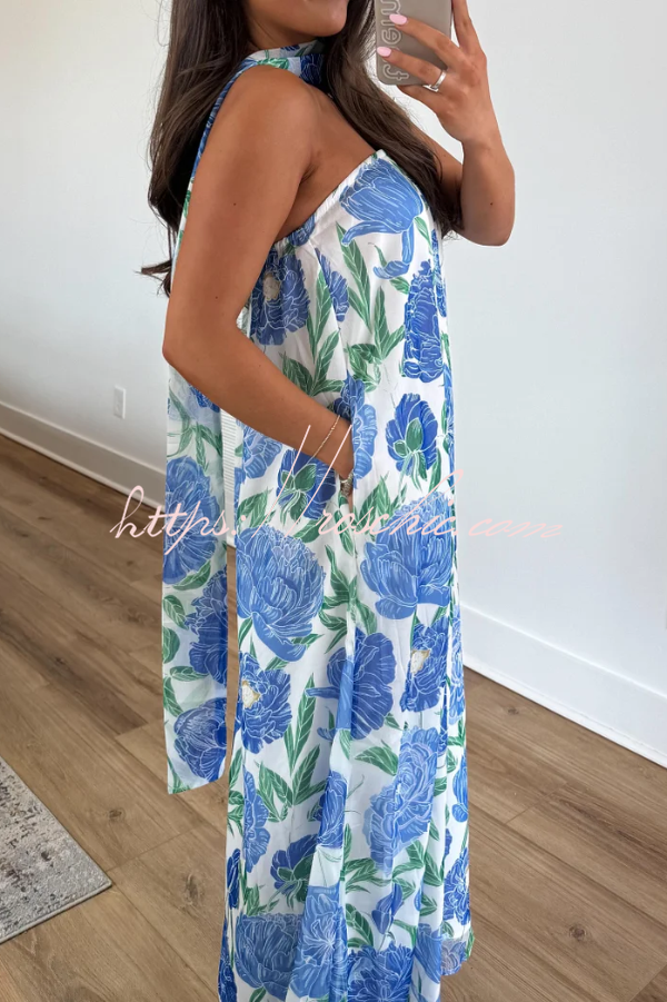 Floral Print Off-Shoulder Maxi Dress – Loose Vacation Fit