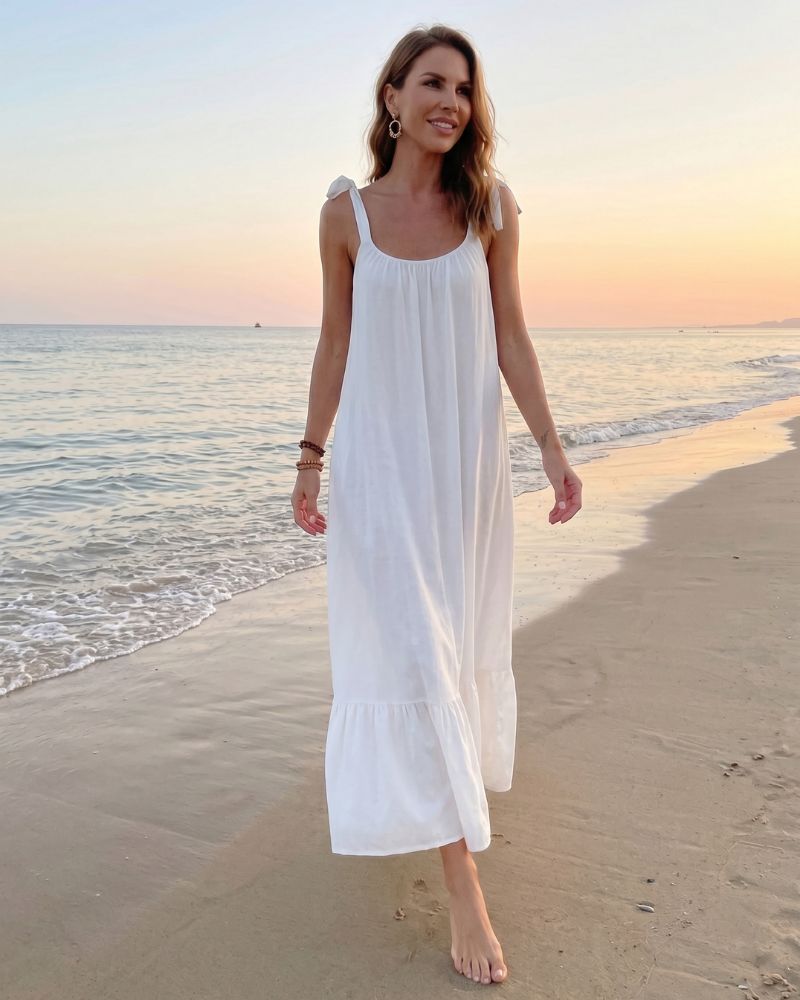 Ruched U-Neck Cami Maxi Dress