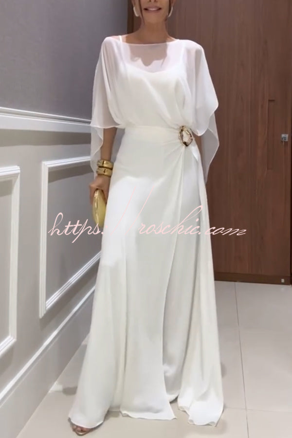 Ensemble cape en mousseline de soie et pantalon large pour femme