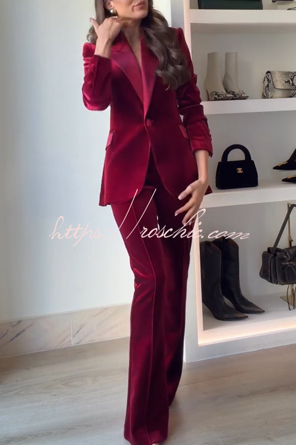 Velvet High Rise Flare Pants with Elastic Waist