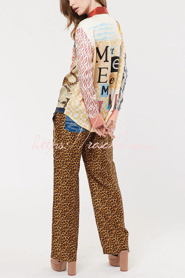 Tiger Print Long Sleeve Shirt and Pants Set – Loose Fit