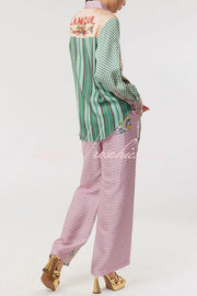 Dragon Print Patchwork Loose Shirt with Chest Pocket