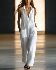 Breathable Linen Sleeveless Jumpsuit