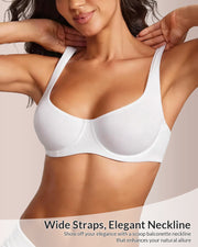Underwire Seamless Balconette Bra with Wide Straps