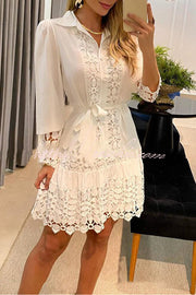 Guipure Lace Patch Shirt Dress – Loose Fit Mini